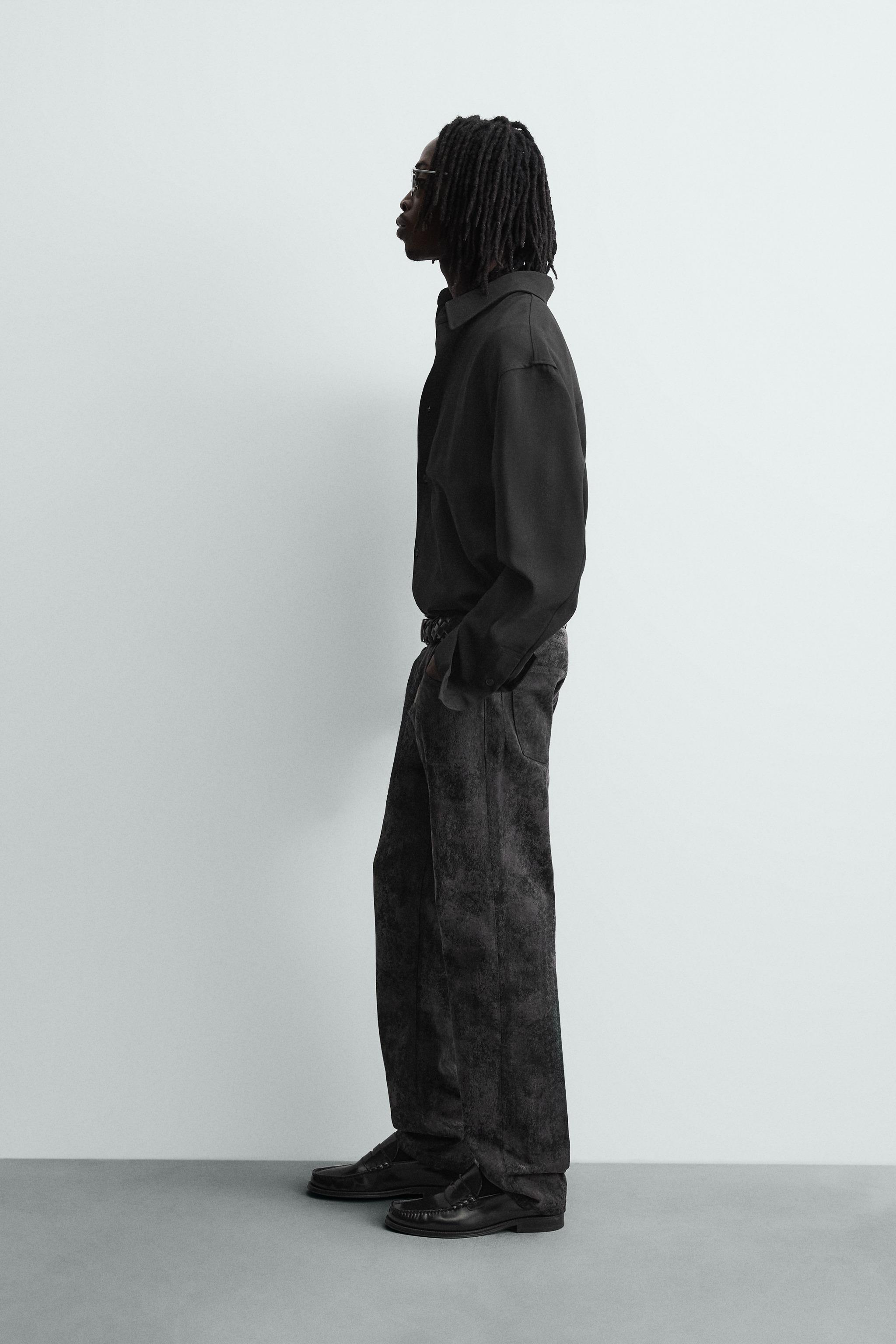 ABSTRACT JACQUARD STRAIGHT FIT JEANS